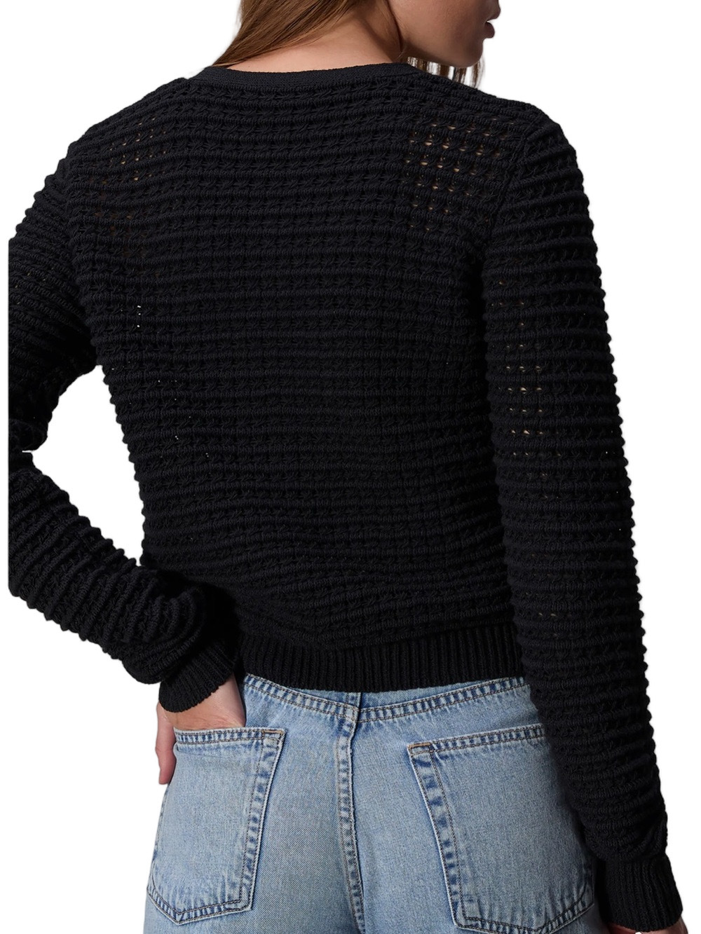 Rag & Bone Marlee Black Knit Cardigan Gold Buttons Organic Cotton L/G - Picture 5 of 14